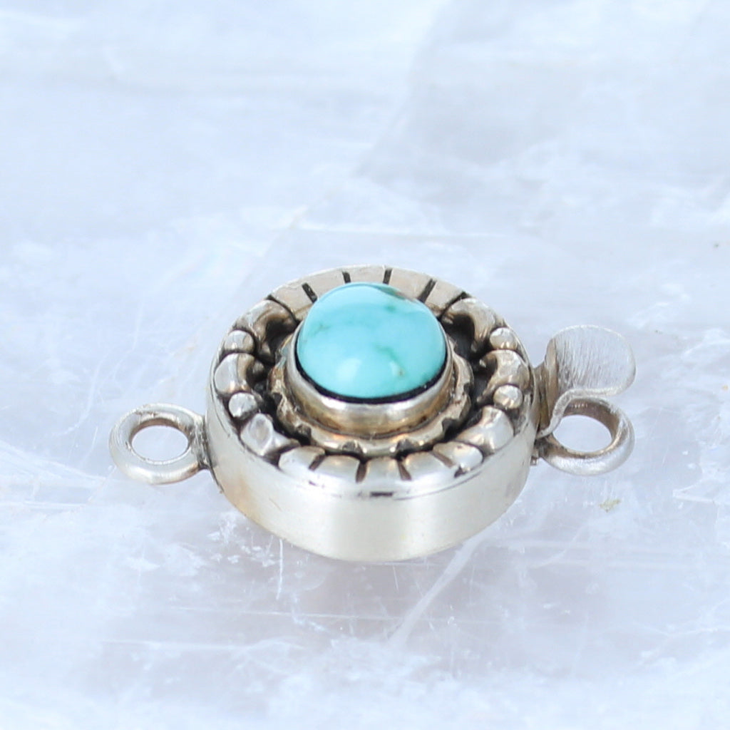 Dry Creek Turquoise Clasp Sterling Moon Lotus Petal Design 7mm