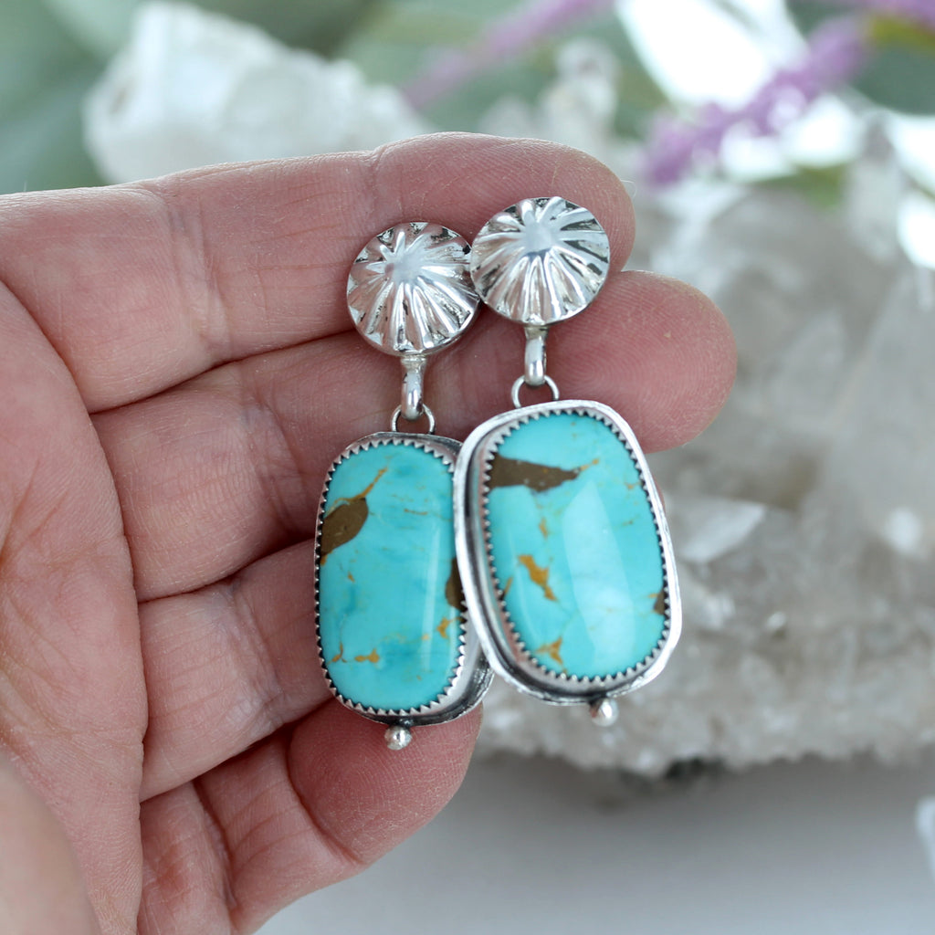 Royston Mine Earrings Brilliant Blue Cushions Southwest Sterling