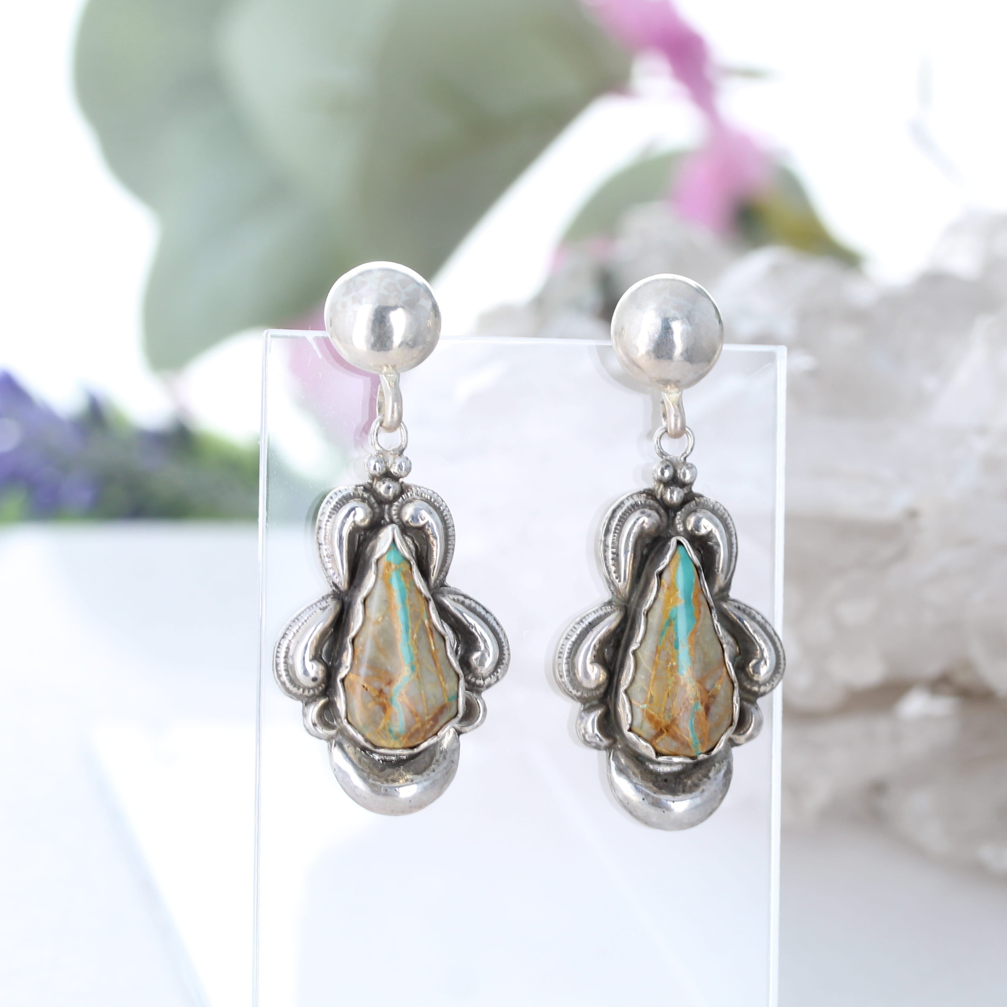 Many Moons Royston Turquoise Earrings Sterling Silver