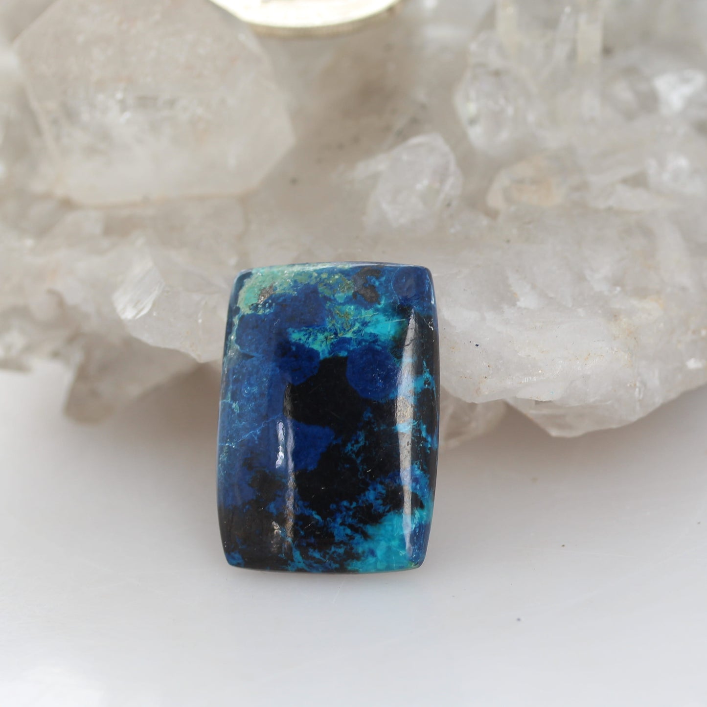 Shattuckite Cabochon Large Cushion Flat Backed 34x24.6mm