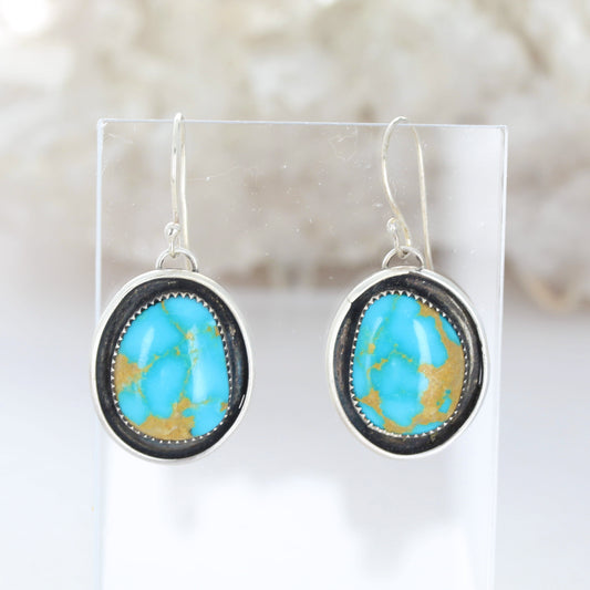 Vibrant Blue Sonoran Mountain Turquoise Earrings Sterling Silver