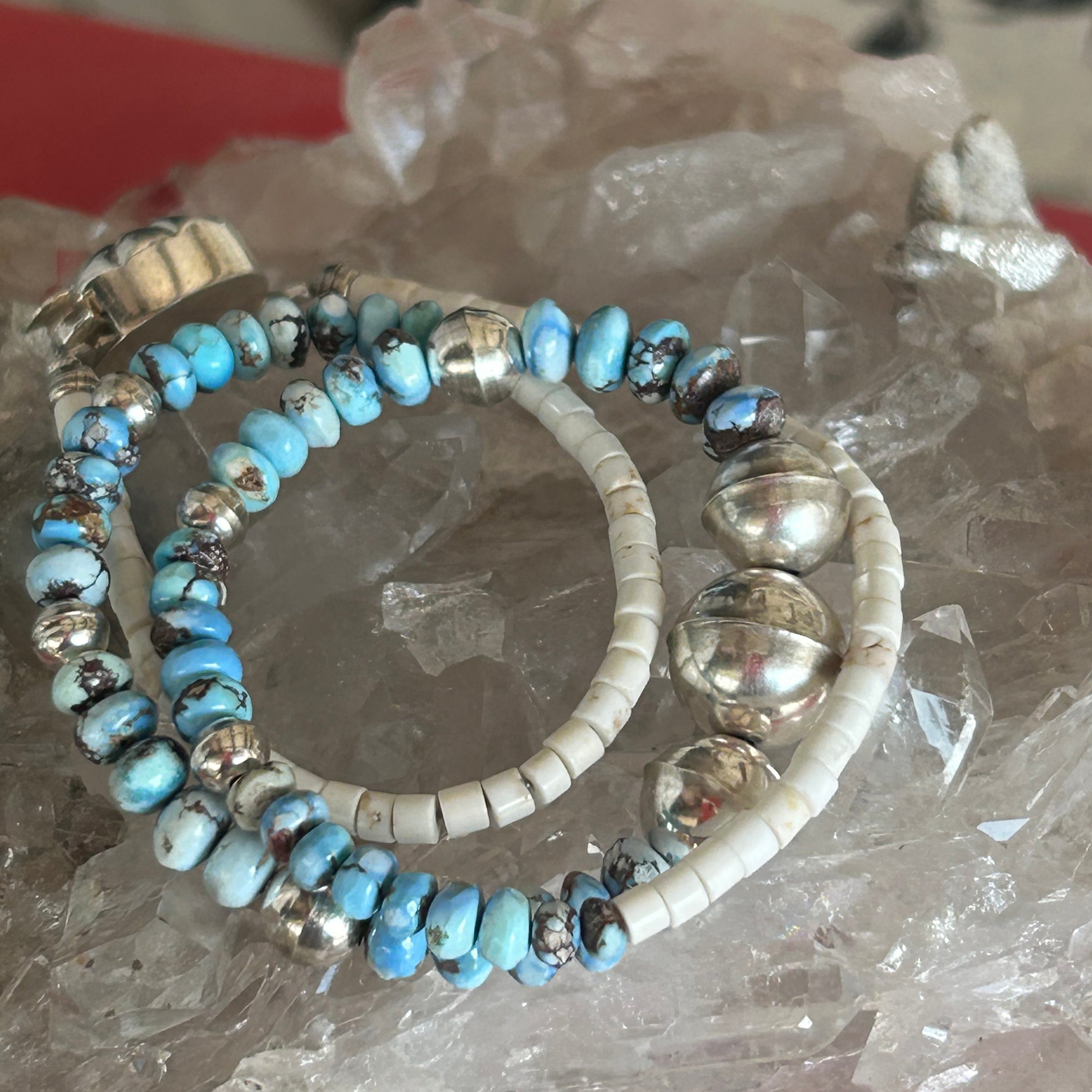 Golden Hills and White Buffalo TurquoiseSterling Necklace Benchmade Navajo Beads