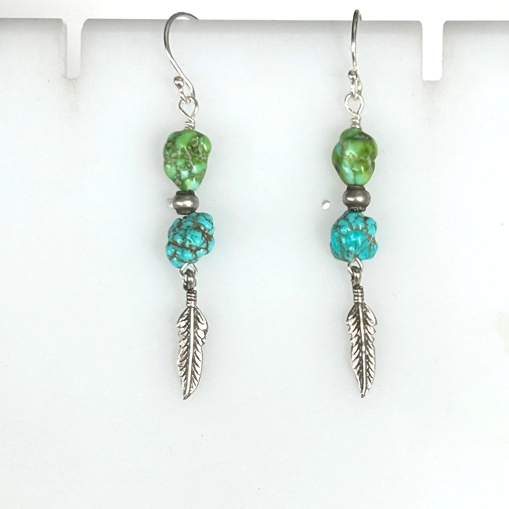 AAA Sonoran Gold Kingman Blue Turquoise Earrings Southwest Sterling