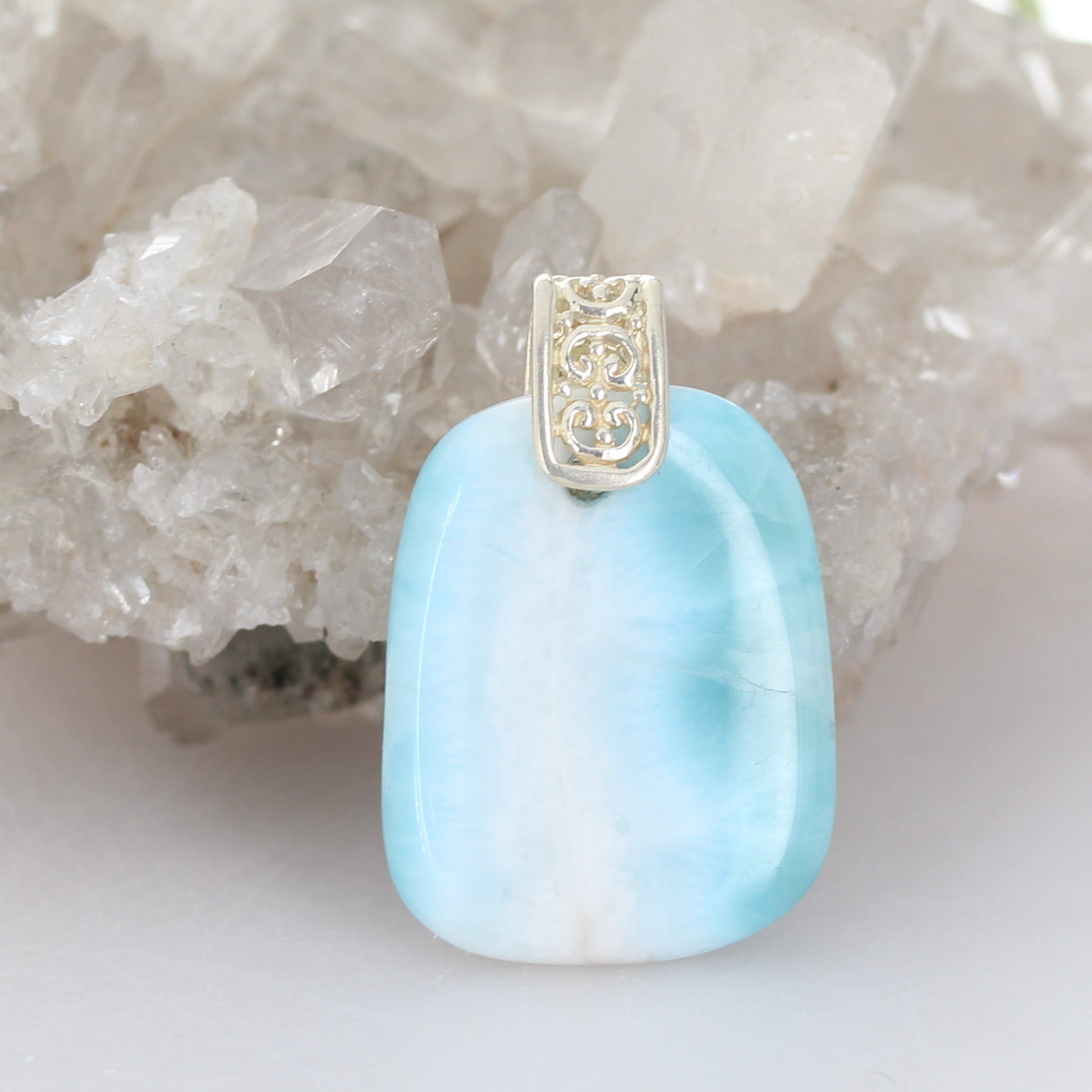 LARIMAR PENDANT Large Free Form Sterling Silver #2