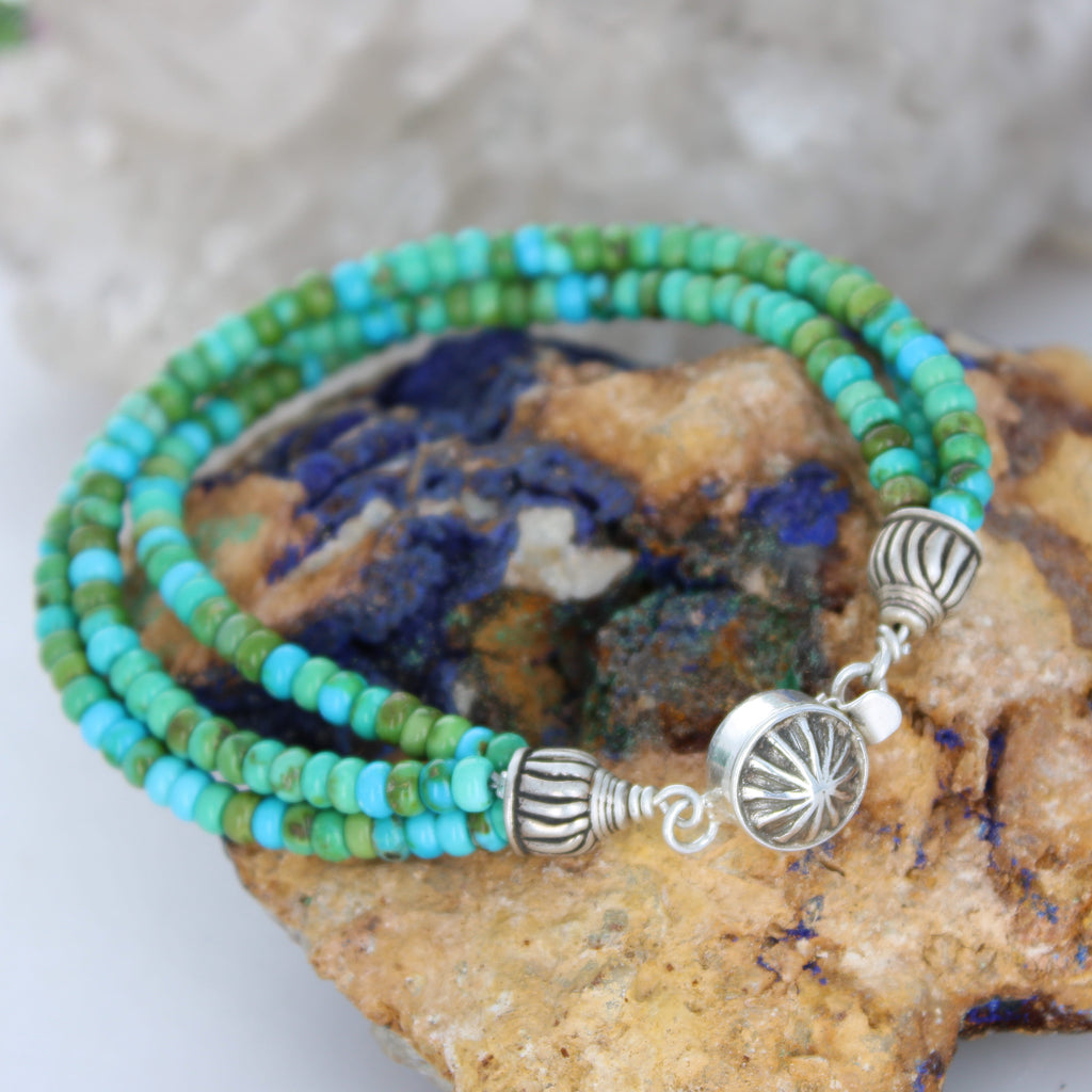 SONORAN TURQUOISE BRACELET Blue Green 3 Strands NewWorldGems