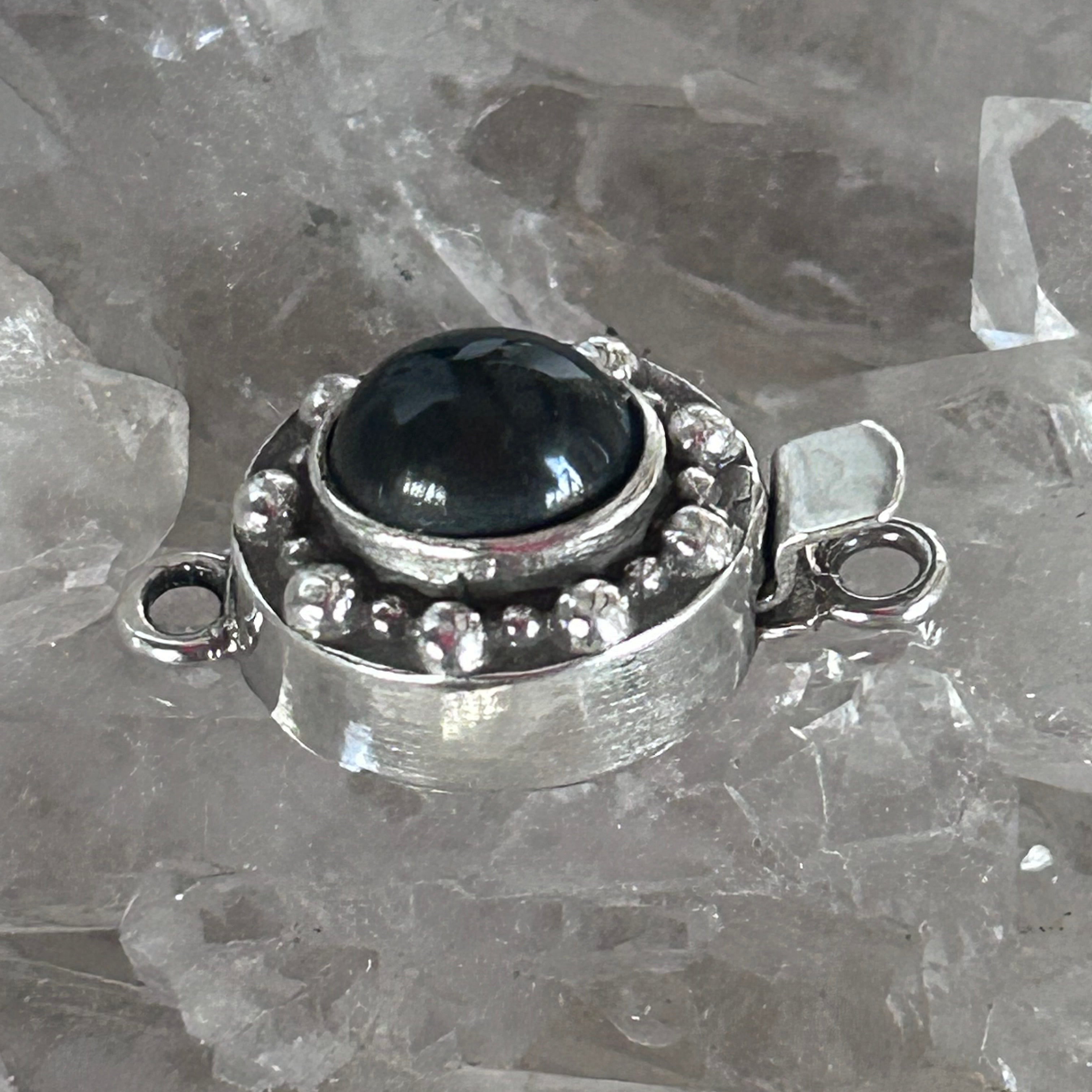 Gray Catseye Moonstone Clasp 8x10mm Oval Sterling Silver