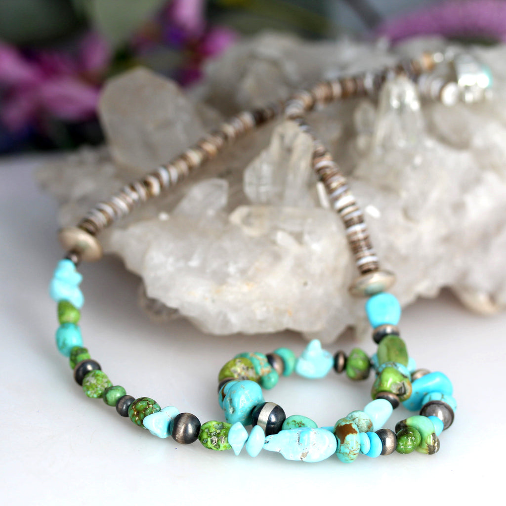 Lone Mountain and Sonoran Gold Turquoise Necklace Sterling Silver Southwestern