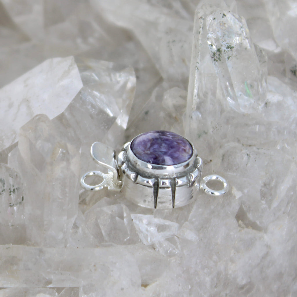 Deep Purple Charoite Sterling Clasp Southwestern Style 10x8mm