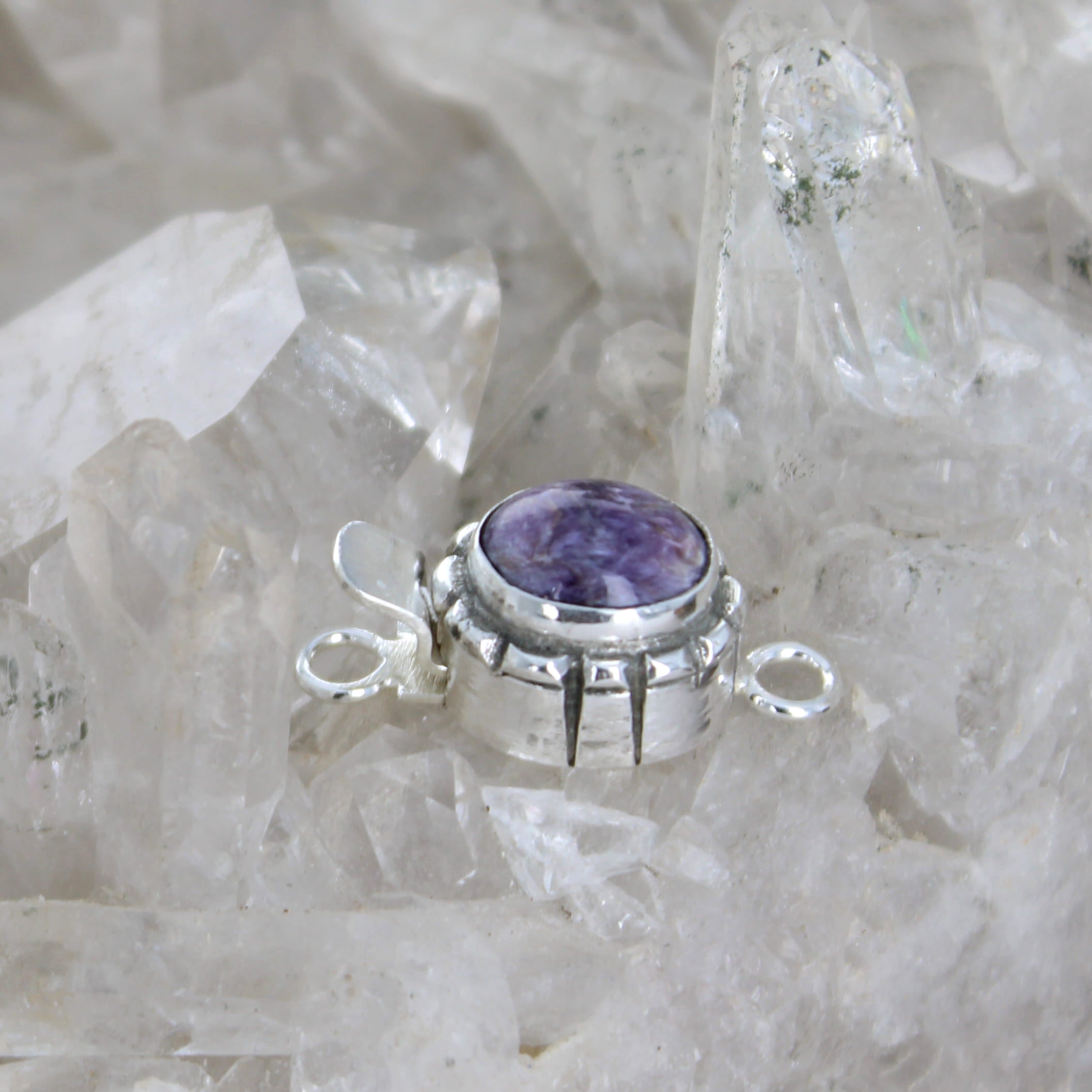 Deep Purple Charoite Sterling Clasp Southwestern Style 10x8mm