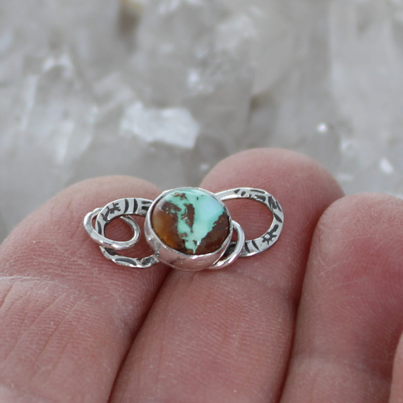 Mint Green Golden Royston Turquoise Clasp Sterling Silver 8.5mm Round S Design