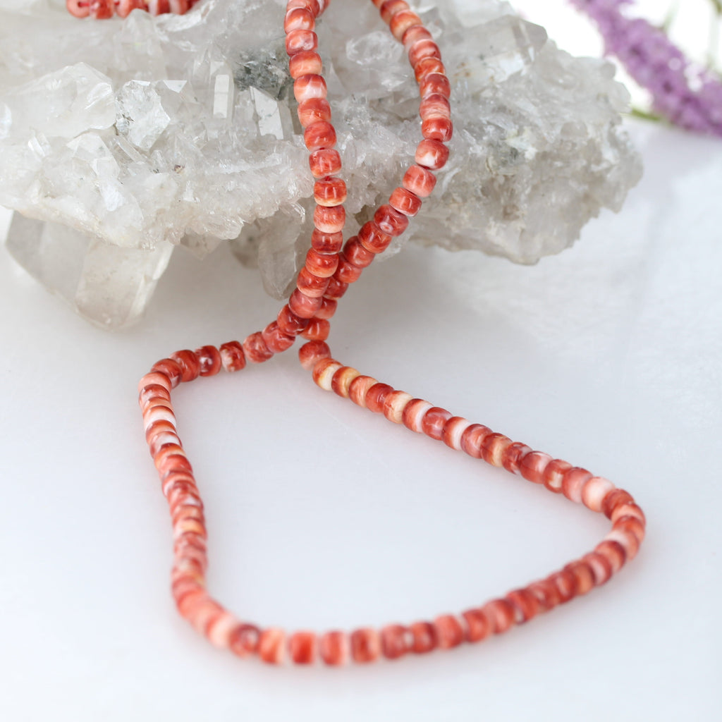 AAA Red SPINY OYSTER Beads 5mm Pueblo Shaped 22"
