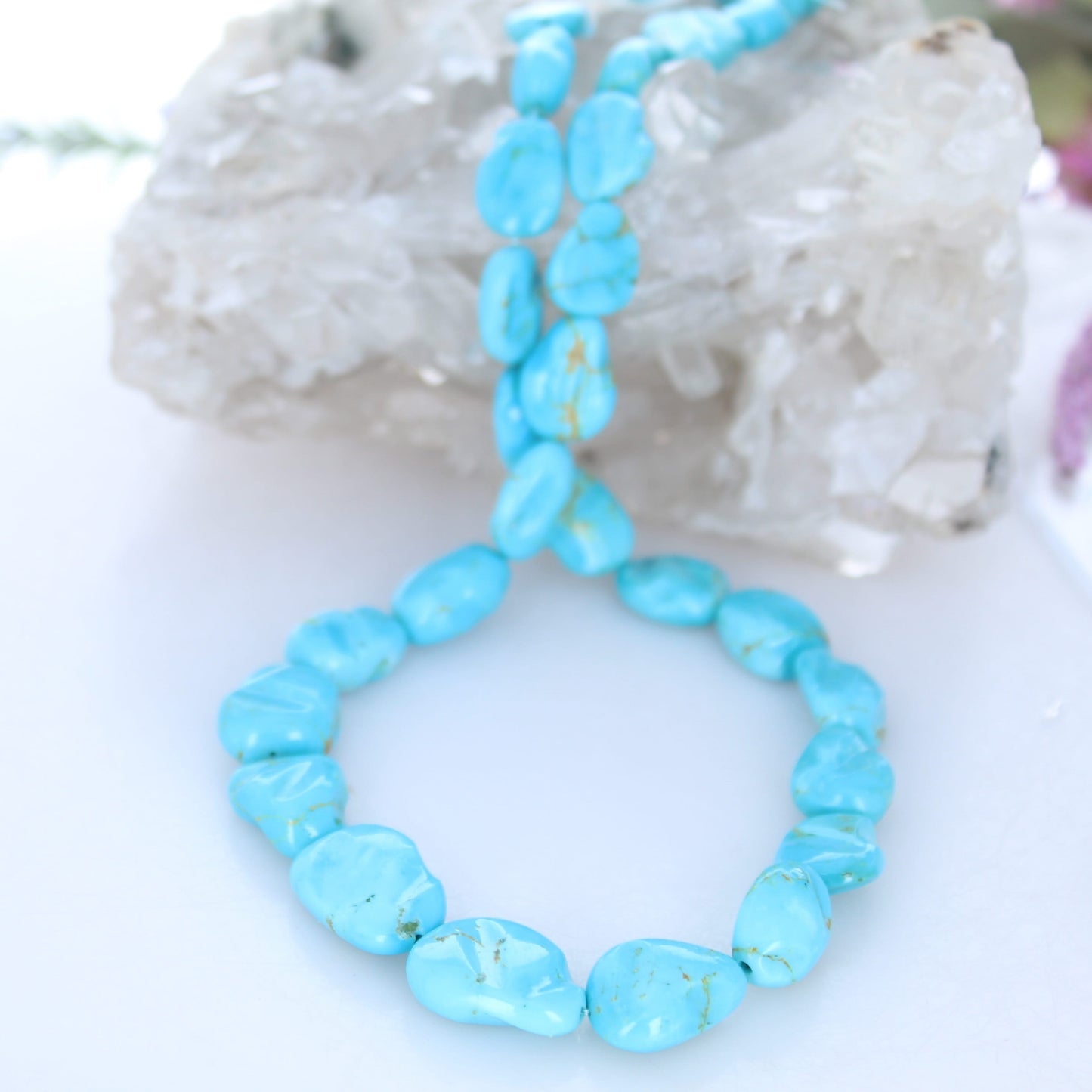 AAA KINGMAN TURQUOISE Carved Beads 20" Strand