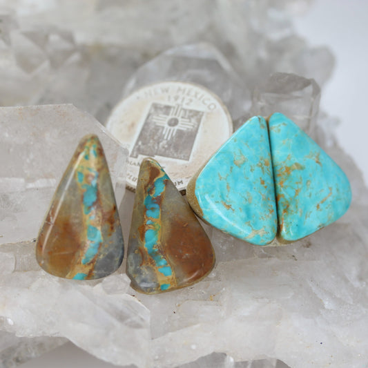 Rare Royston Turquoise Cabochon Earring Components 2 PAIR #4