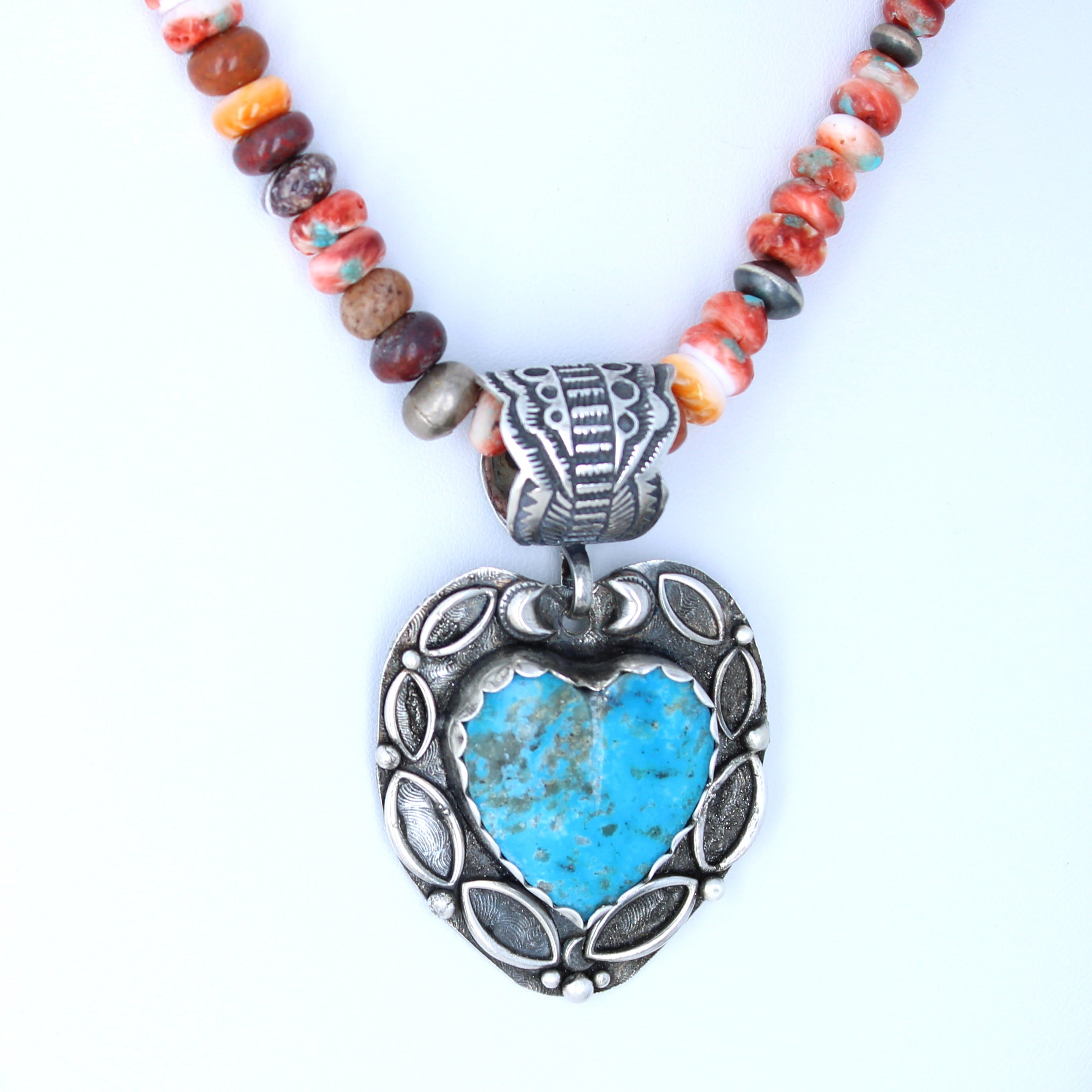 CONCHO PENDANT HEART Turquoise Southwest Style Large NewWorldGems