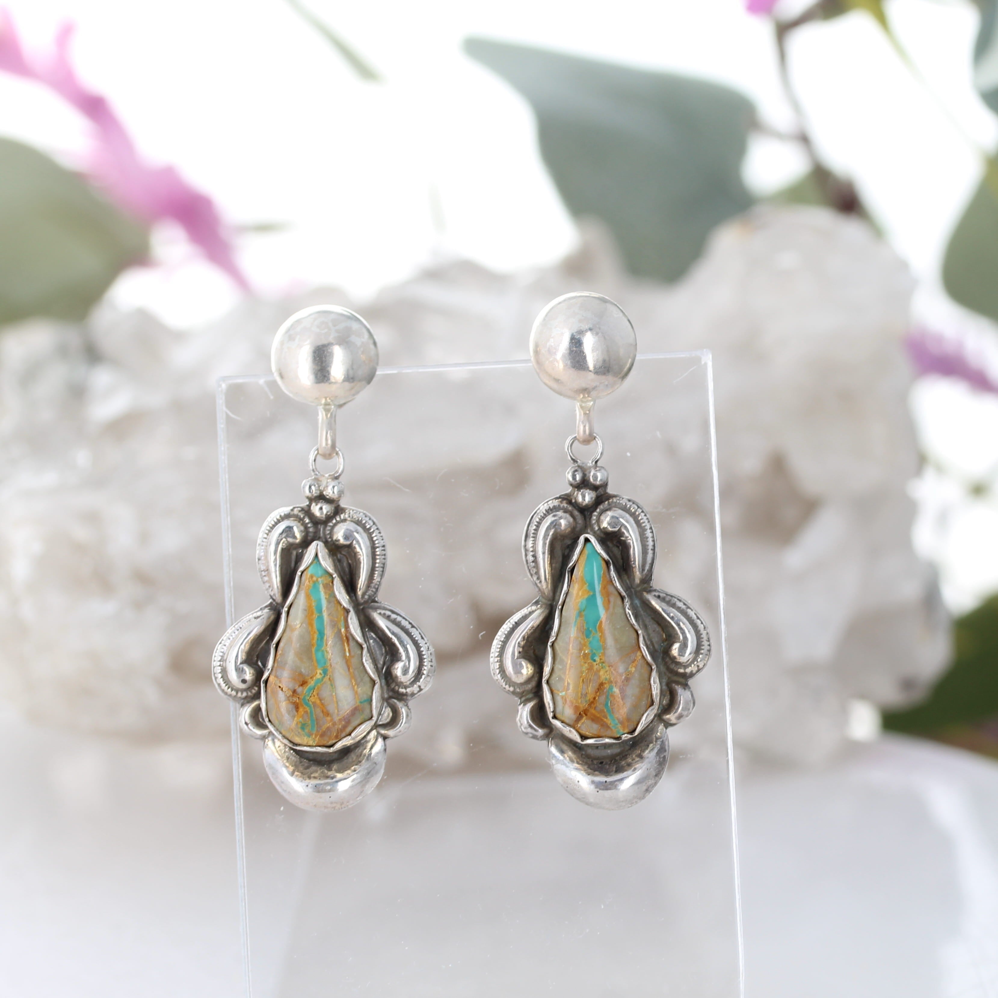 Many Moons Royston Turquoise Earrings Sterling Silver