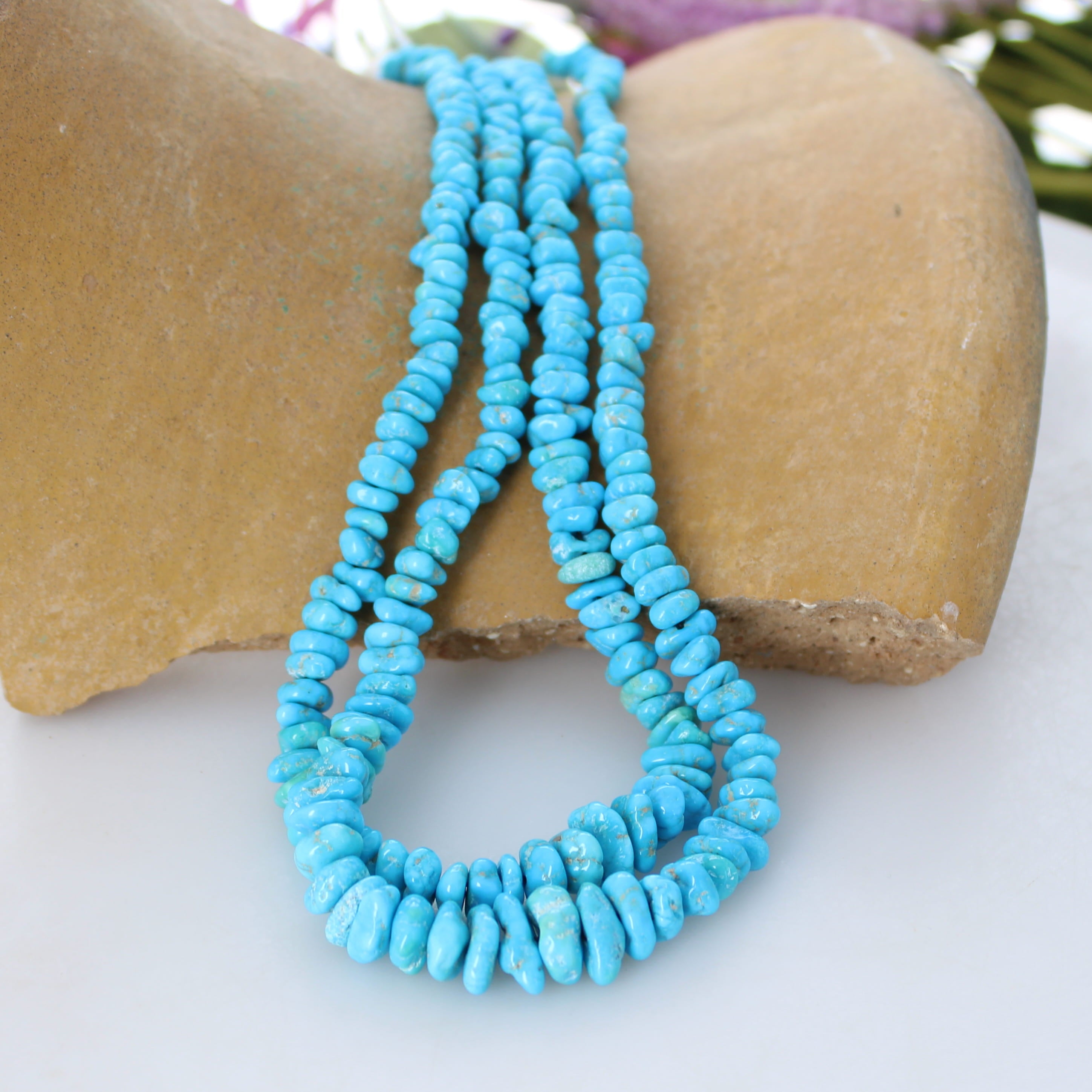 AAA BRILLIANT BLUE Ithaca Turquoise Beads Kingman 4-9.5mm 16"