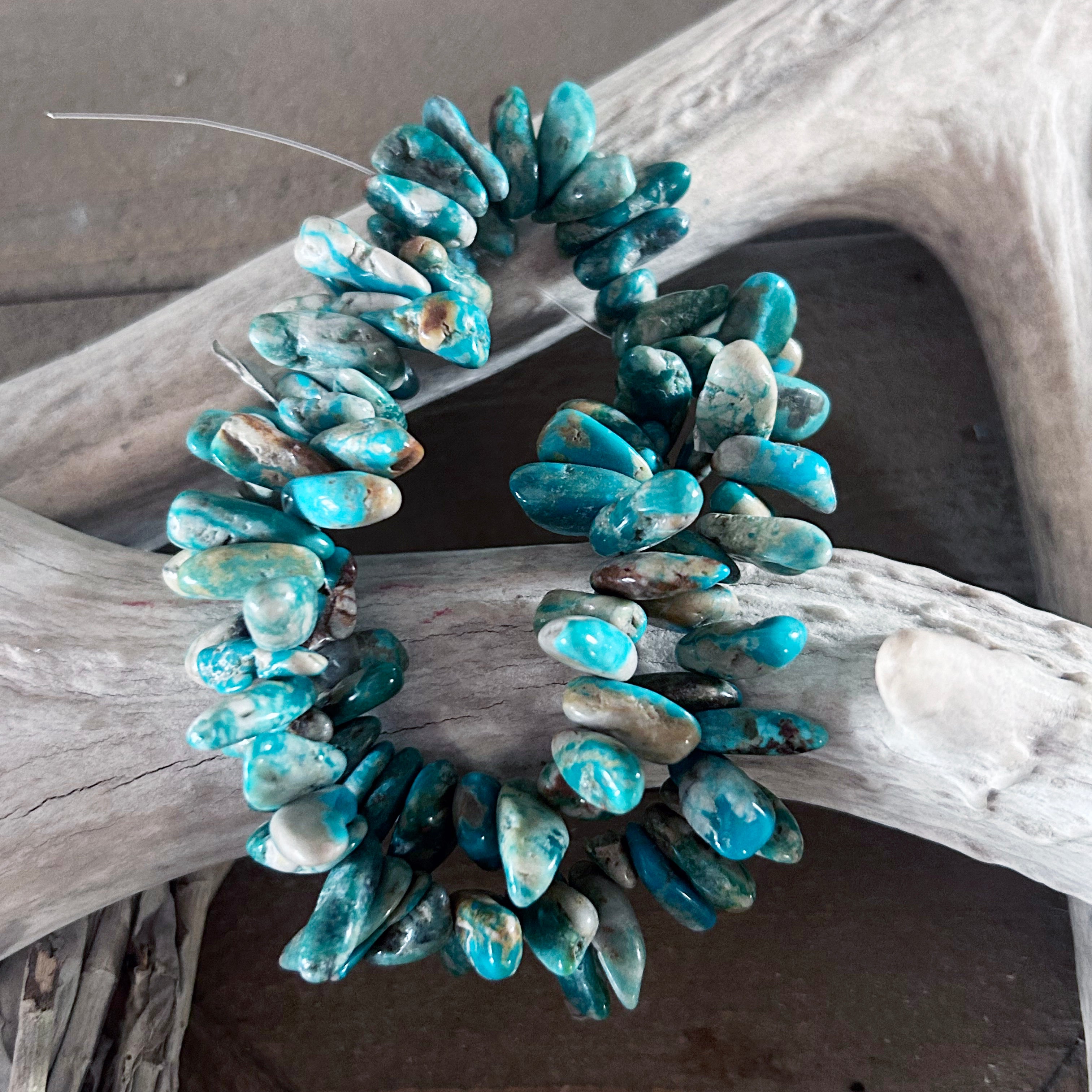 Fox Nevada Turquoise Beads Large Petal Pendants 16-20mm 16"