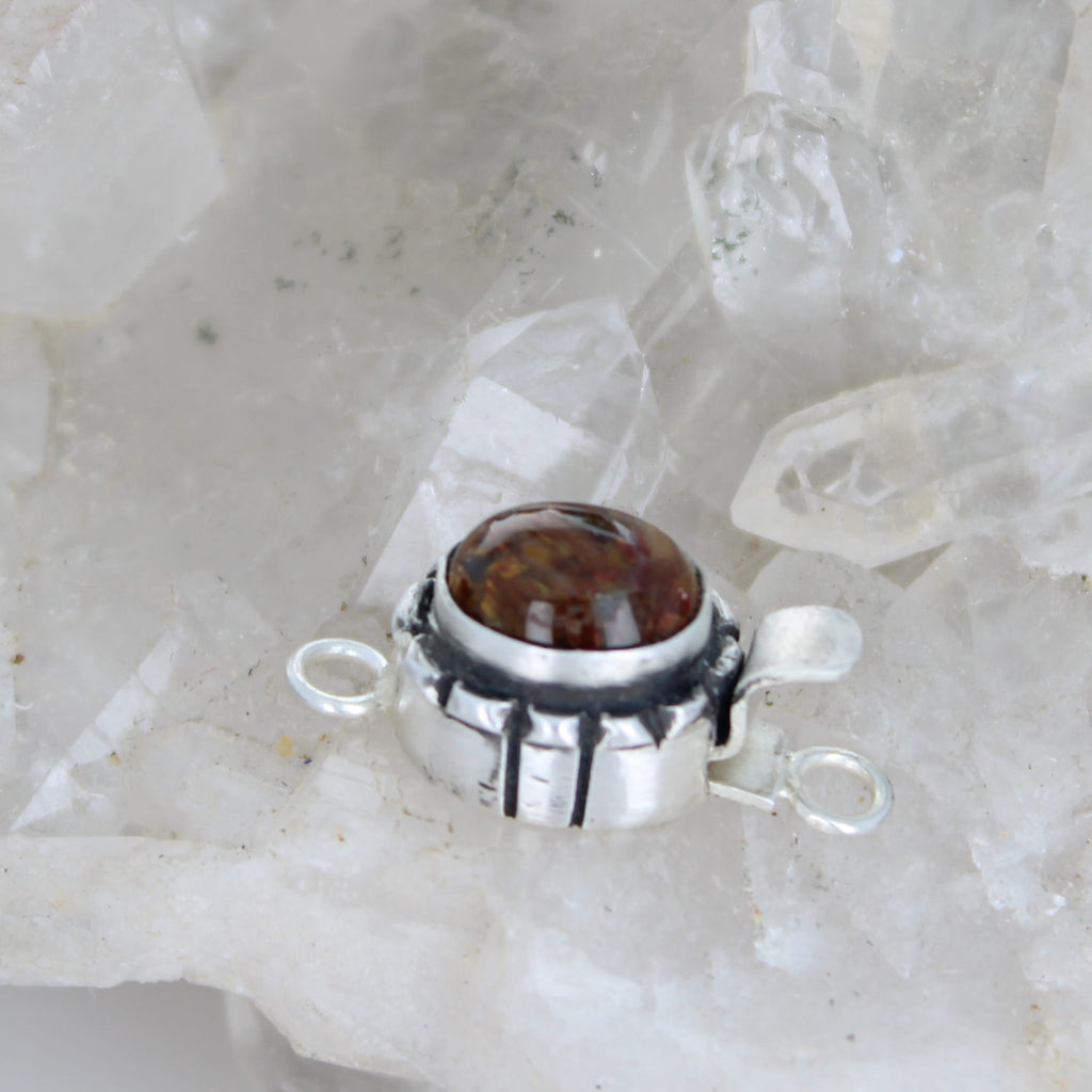 Deep Red Golden Peitersite Clasp Sterling Silver Southwest Style