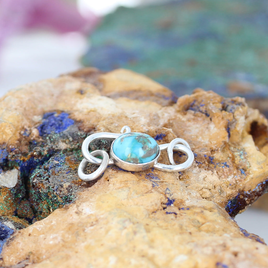 Carico Lake Turquoise Clasp S Shaped Sterling Silver 8x10mm Stone