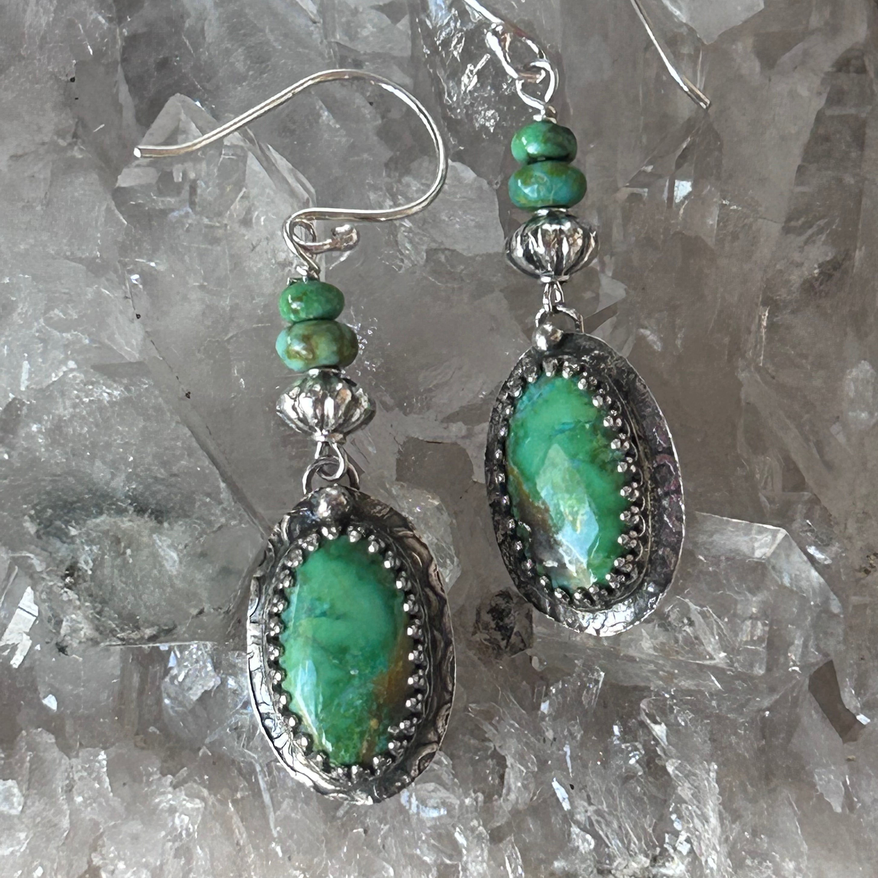 AAA Sonoran Gold Turquoise Earrings 3 Stone Boho Southwest Style