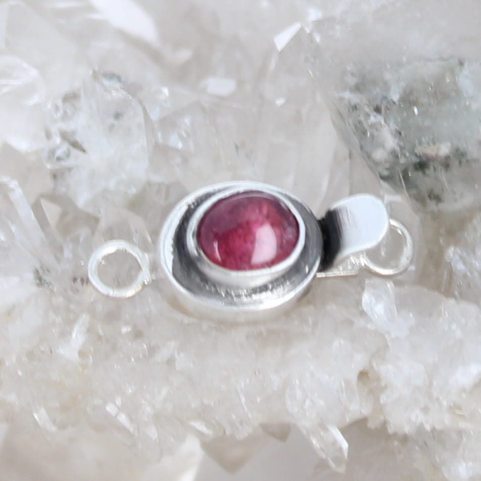 Beautiful Garnet Clasp Sterling Egg Shaped 7x6mm