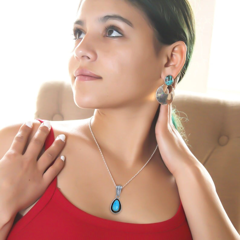 Blue Sonoran Rose Turquoise Centerpiece Pendant Sterling Silver #2