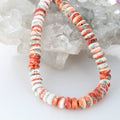 Light Red Spiny Oyster Beads With Turquoise Inlay 16" 9.5mm
