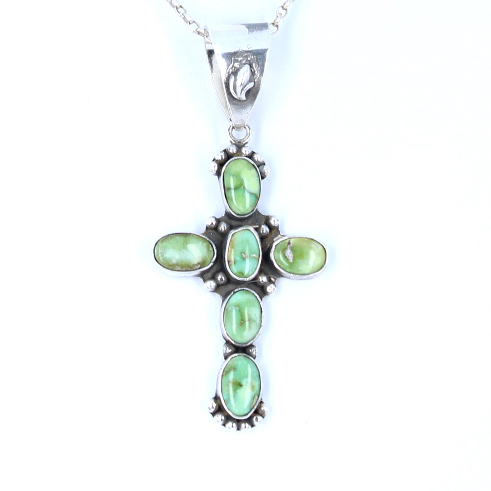 Stunning Sonoran Gold Turquoise Cross Pendant Sterling Silver Santa Fe Style