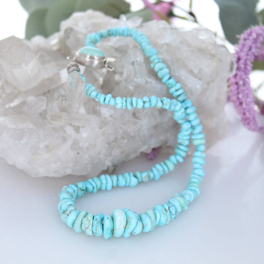 VERY RARE Dry Creek Turquoise Beads Necklace 19" Southwest Rare Turquoise