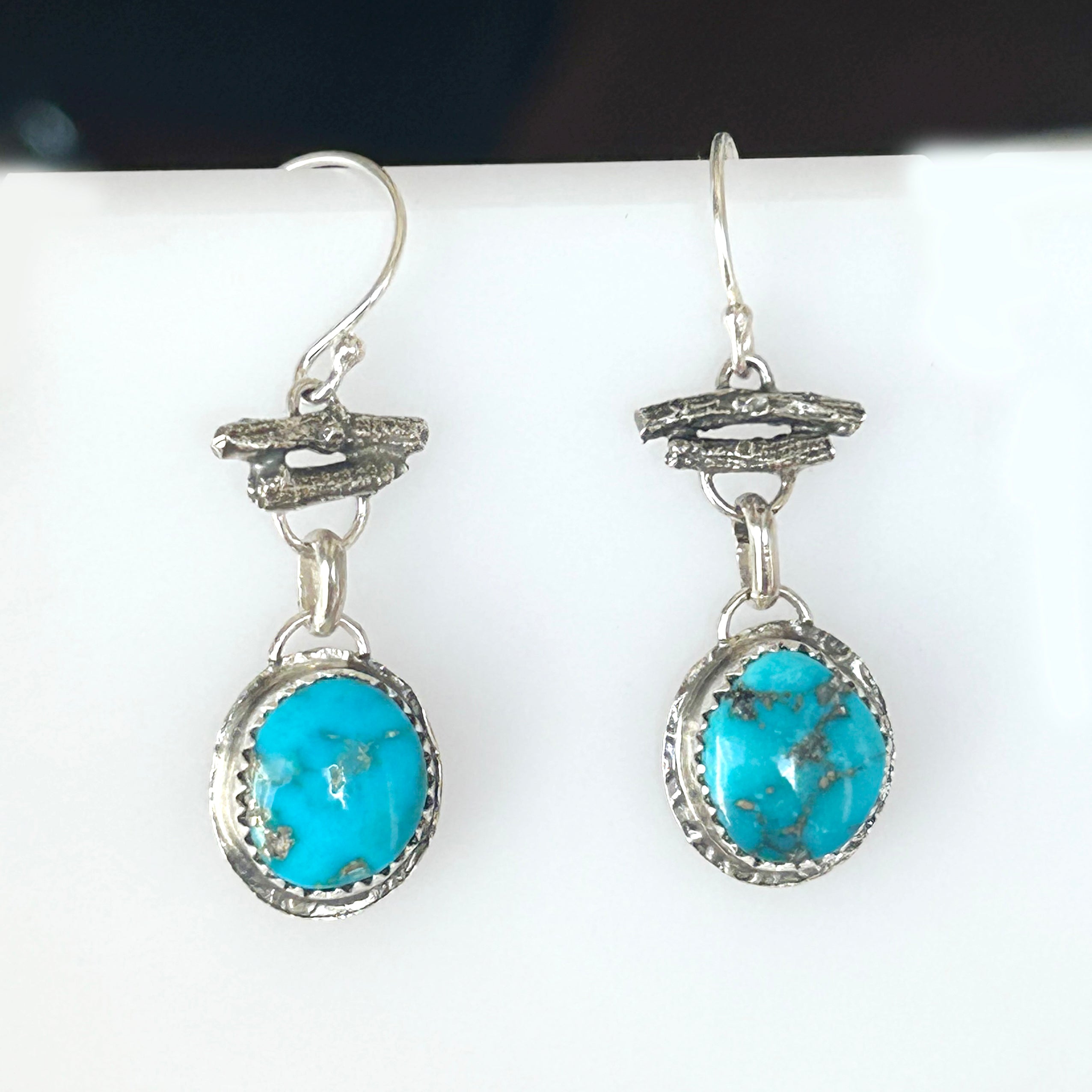 AAA Sleeping Beauty Turquoise Earrings Sterling Willow Branch Style