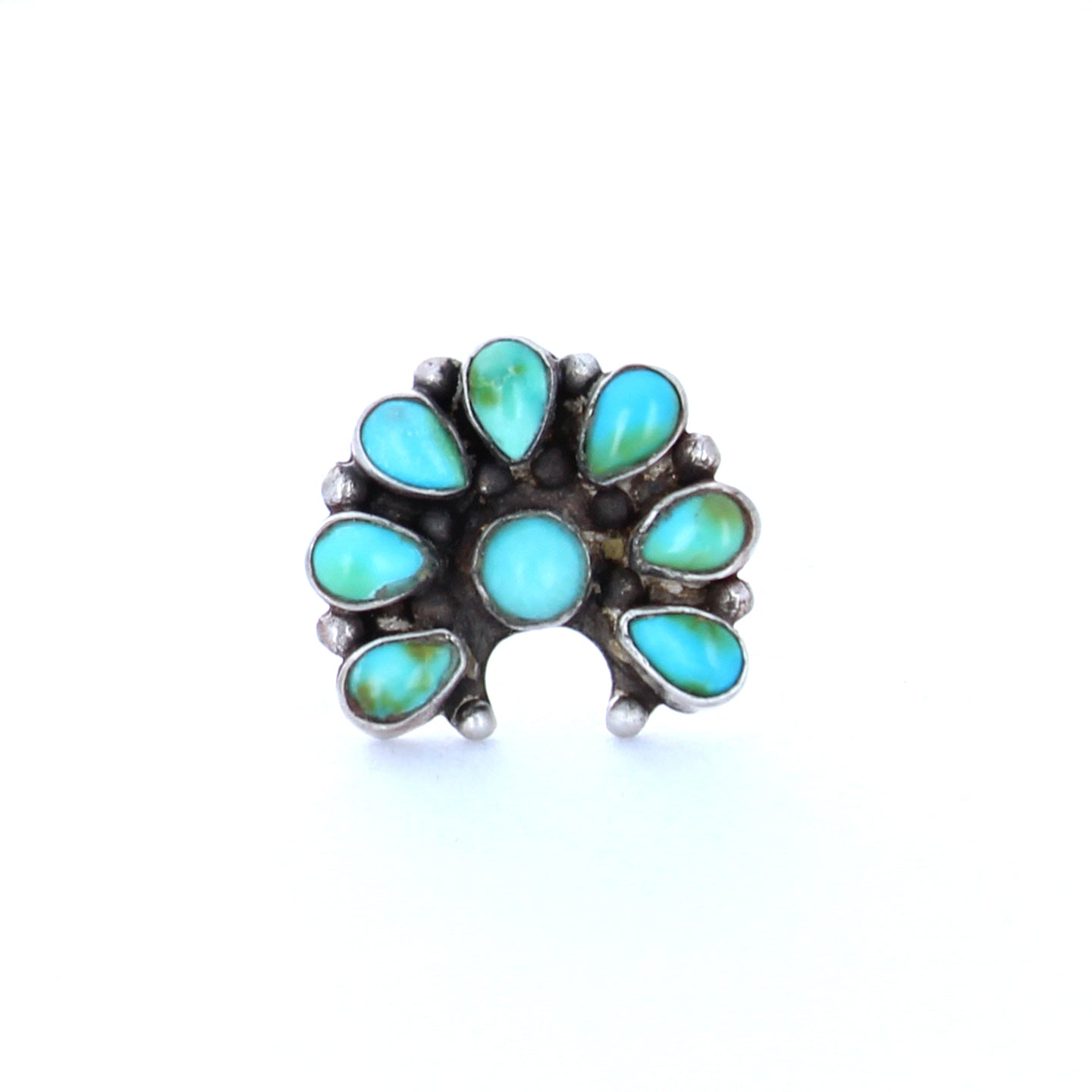 Sonoran Mountain Turquoise Naja Moon Ring Sterling Small Size 7 -NewWorldGems