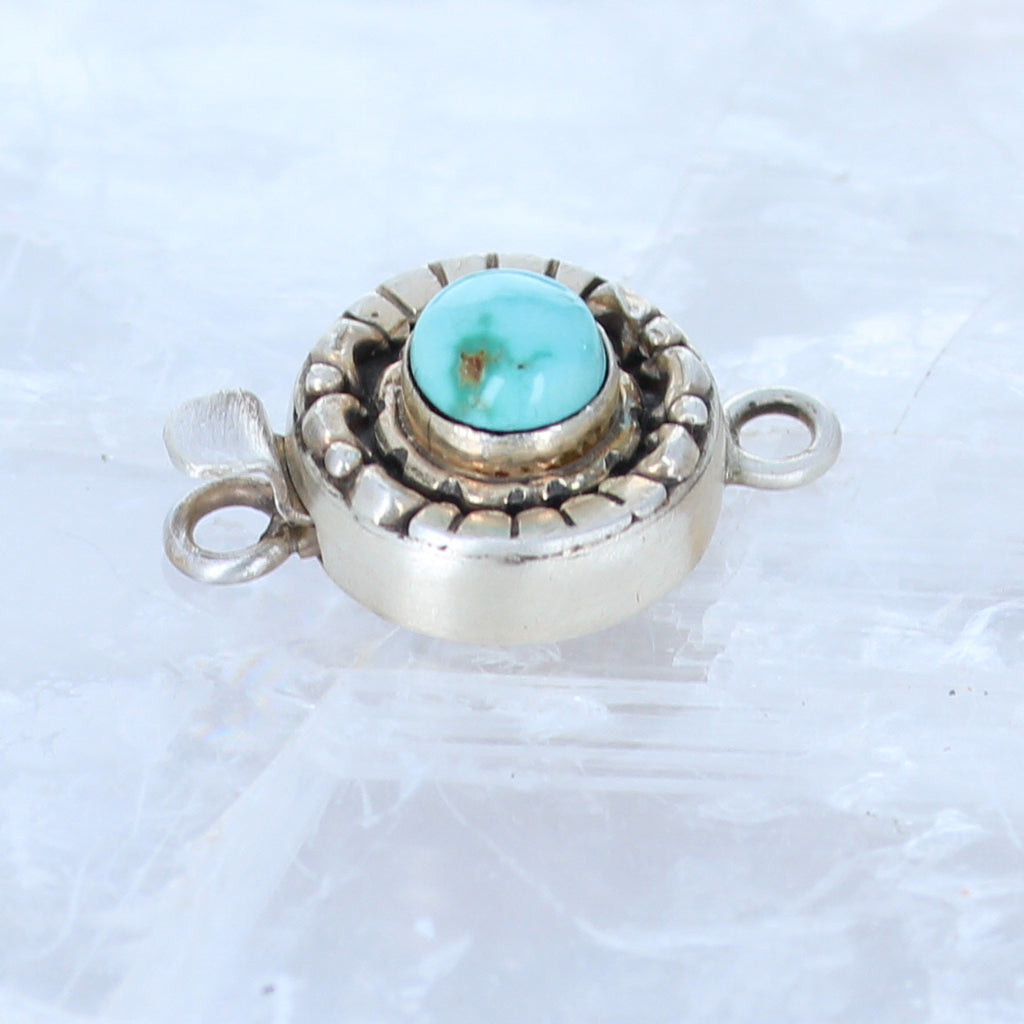 Dry Creek Turquoise Clasp Sterling Moon Lotus Petal Design 7mm