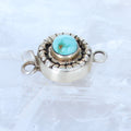 Dry Creek Turquoise Clasp Sterling Moon Lotus Petal Design 7mm