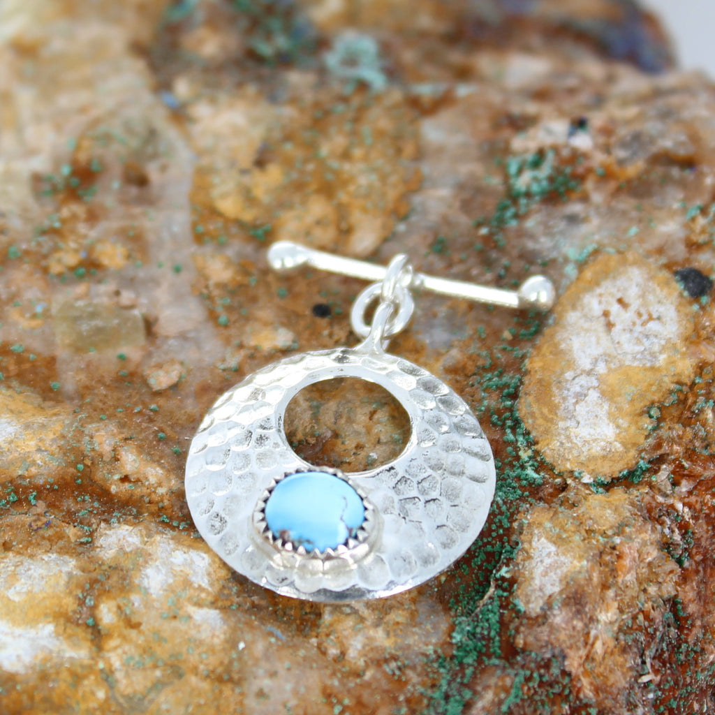 Sky Blue Kazakhstan Turquoise Toggle Clasp Sterling 6x8mm