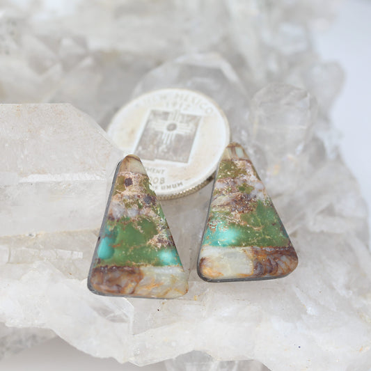 Rare Royston Turquoise Cabochon Earring Components 1 PAIR #14