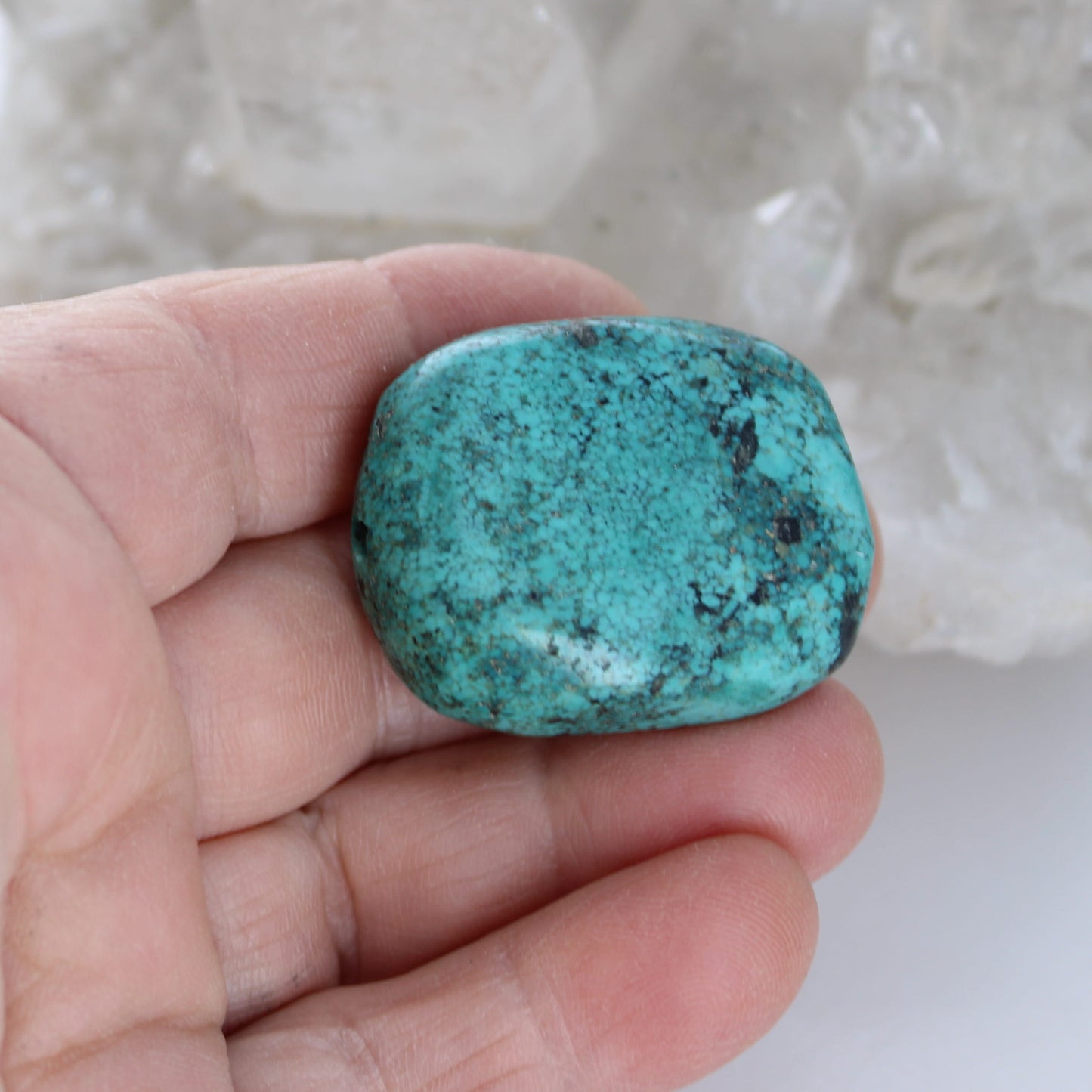 Blue Hubei Turquoise Bead Cushion Shaped Centerpiece 35x27mm