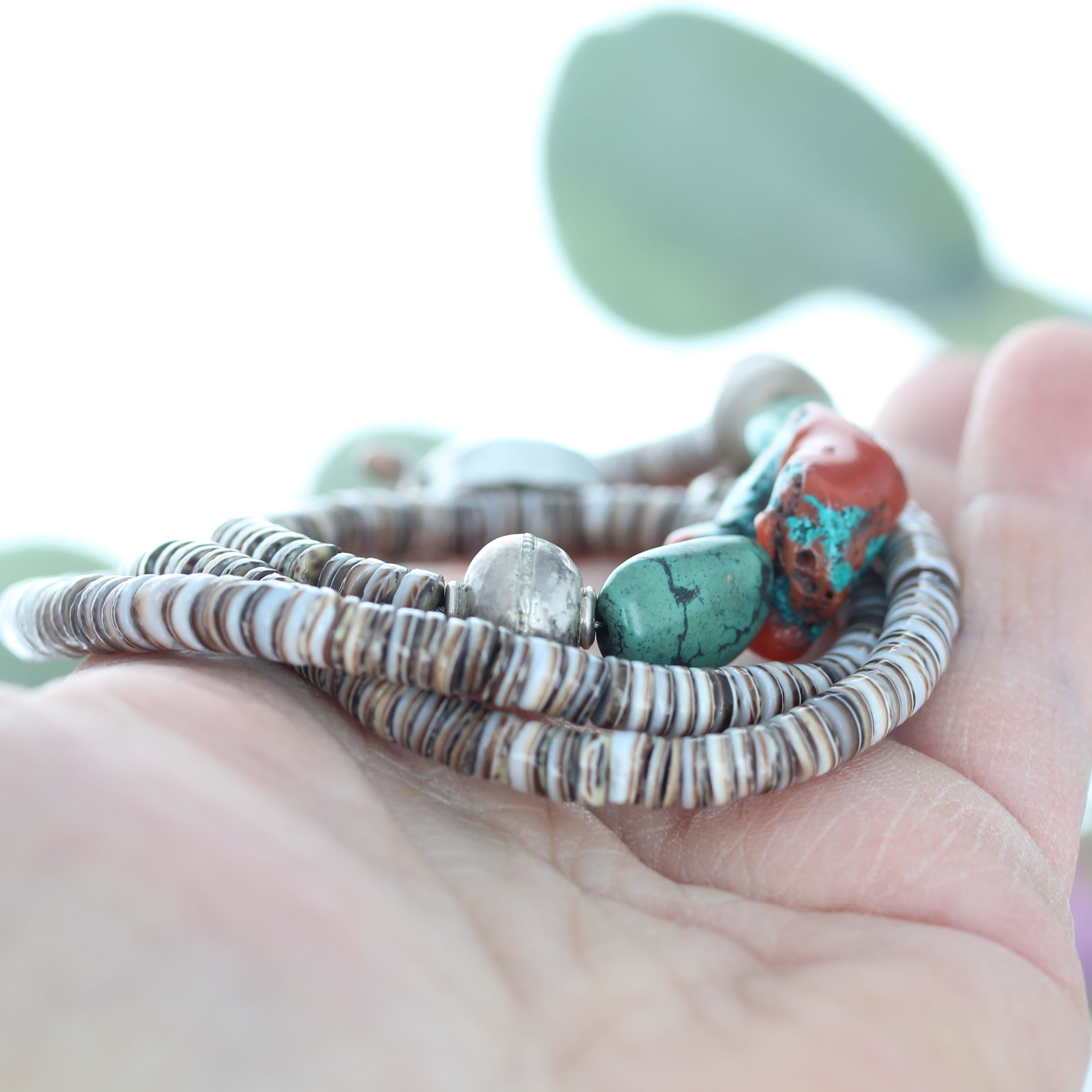 Antique TIBETAN TURQUOISE and CORAL Necklace 19"