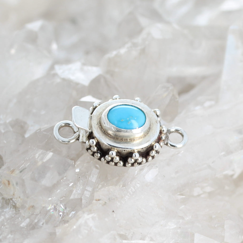 Sleeping Beauty Turquoise Clasp Sterling 5x7mm Granulated Design