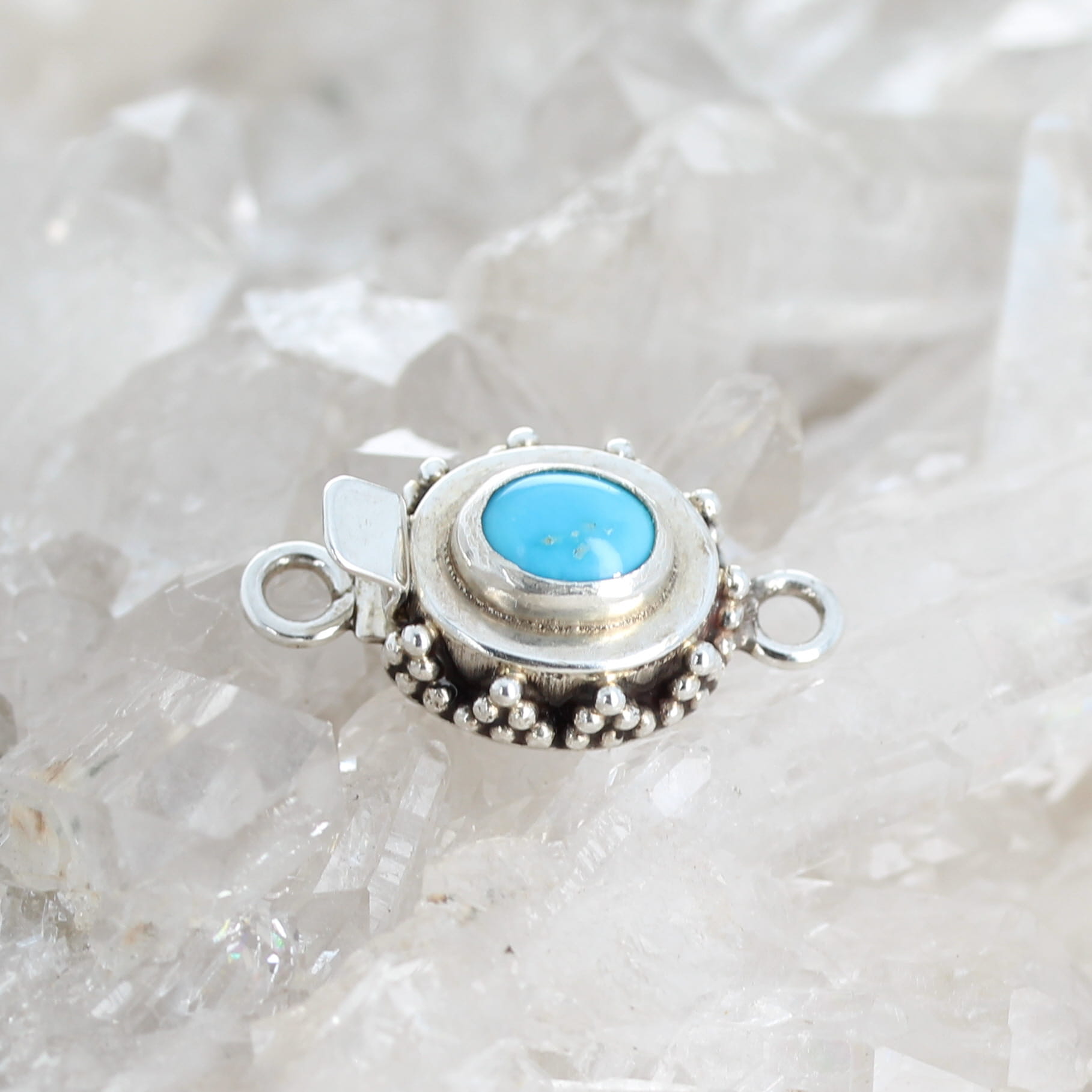 Sleeping Beauty Turquoise Clasp Sterling 5x7mm Granulated Design