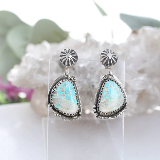 Pastel Southwestern Royston Turquoise Earrings Sterling Silver Sky Blue