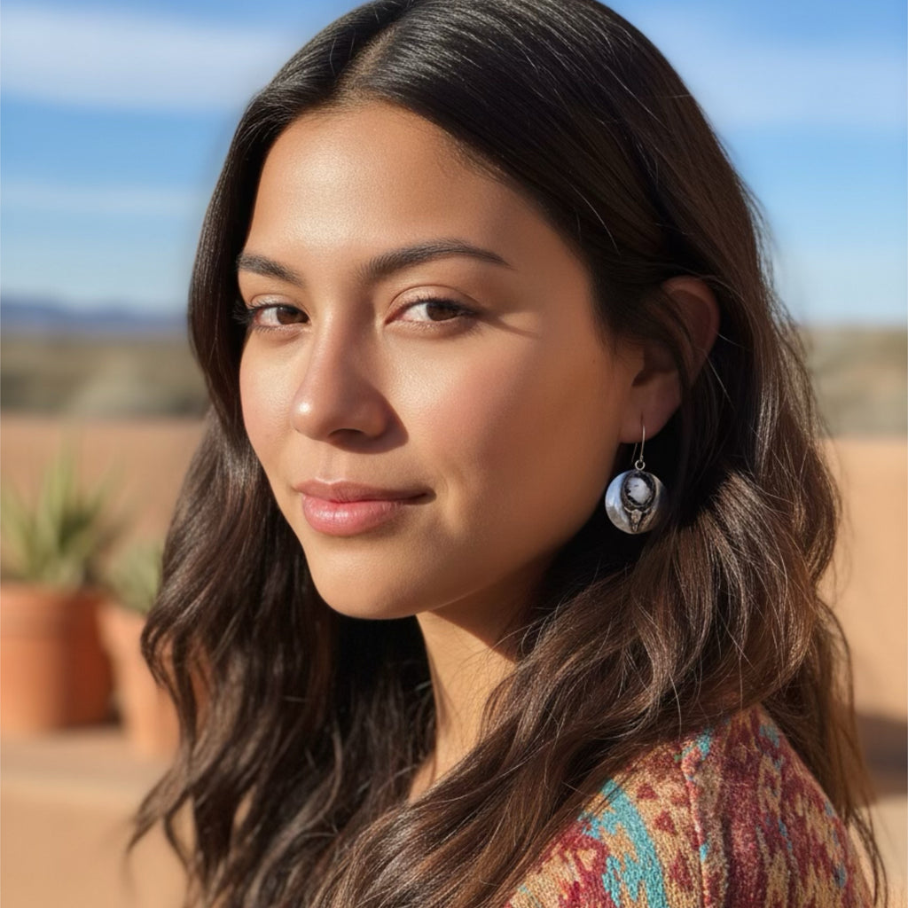 Rare White Buffalo Turquoise Earrings Sterling Cow Skull