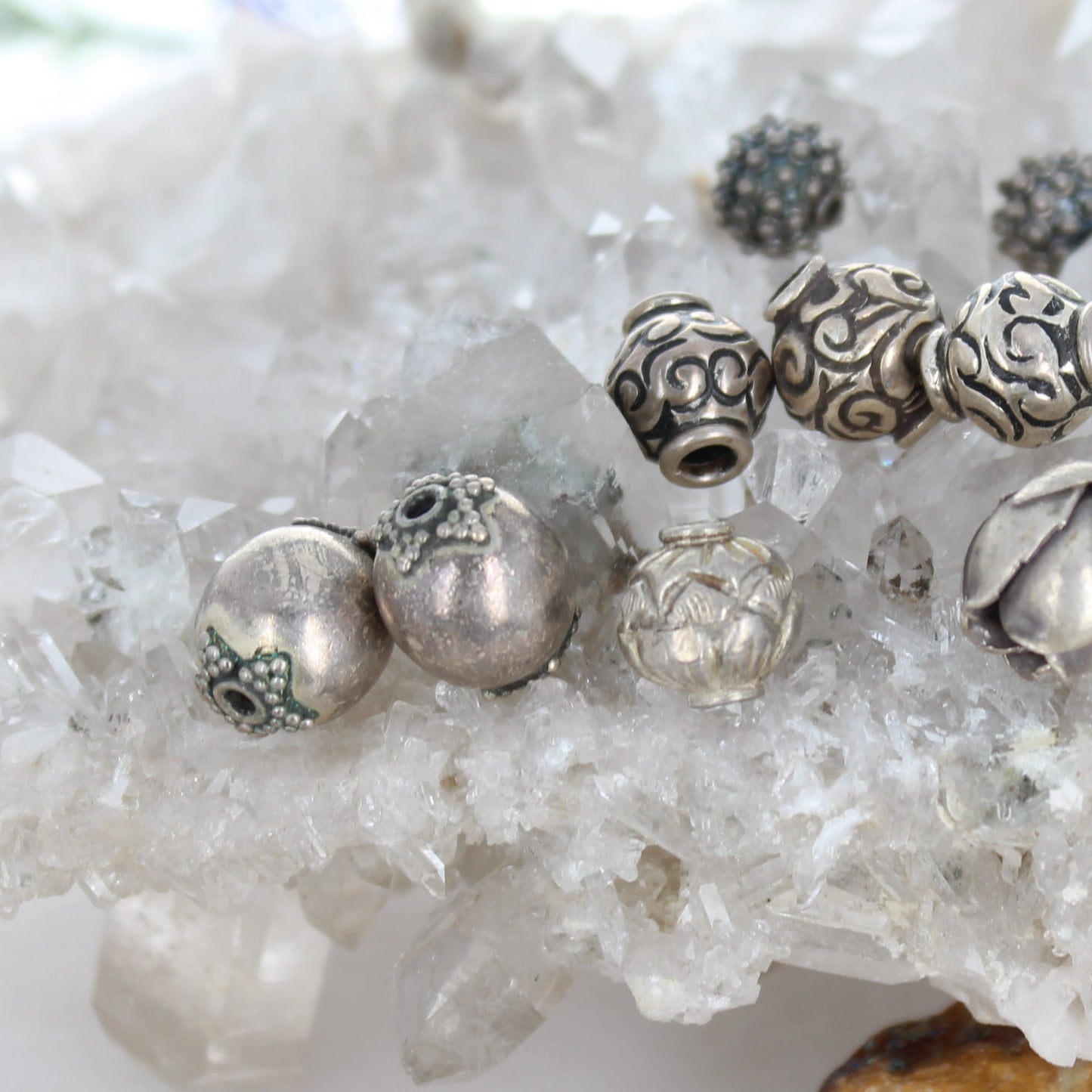 STERLING SILVER Mixed Shape Beads 10-14mm Beads Set of 10