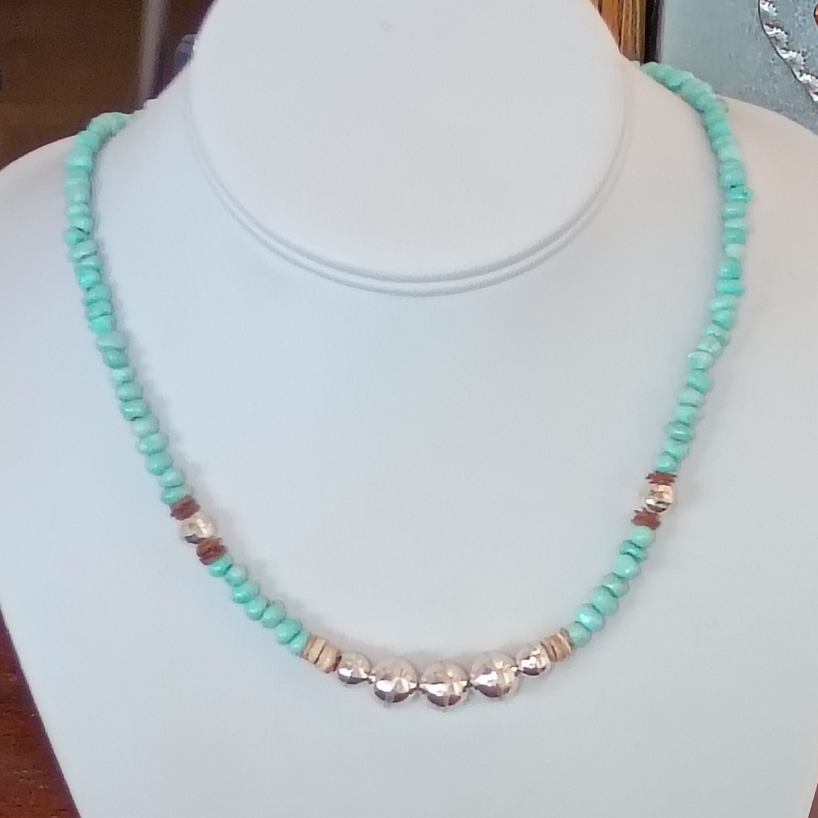 Light Sky Blue Nevada Lone Mountain Turquoise Necklace Sterling Navajo Pearls
