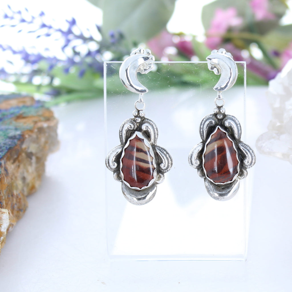 Many Moons Australian Zebra Stone Earrings Sterling Silver