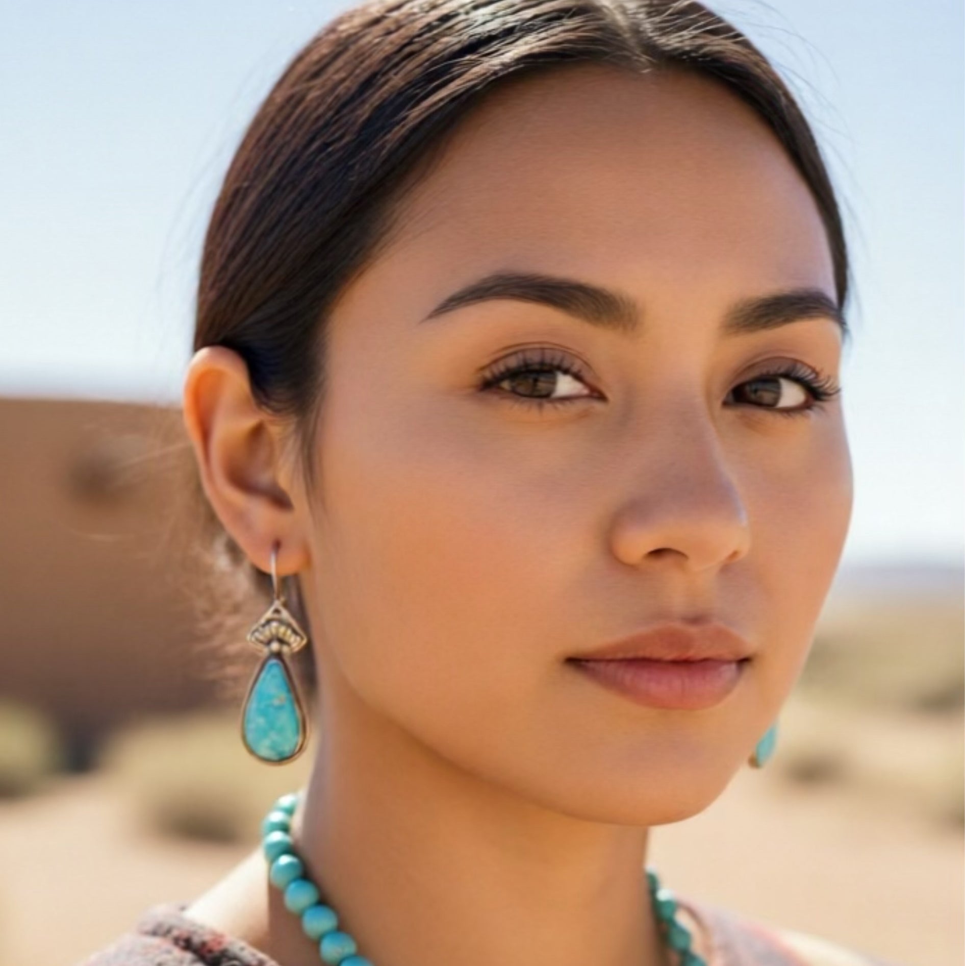 Blue Ridge Turquoise Earrings Sterling Silver Teardrops Protective Eye