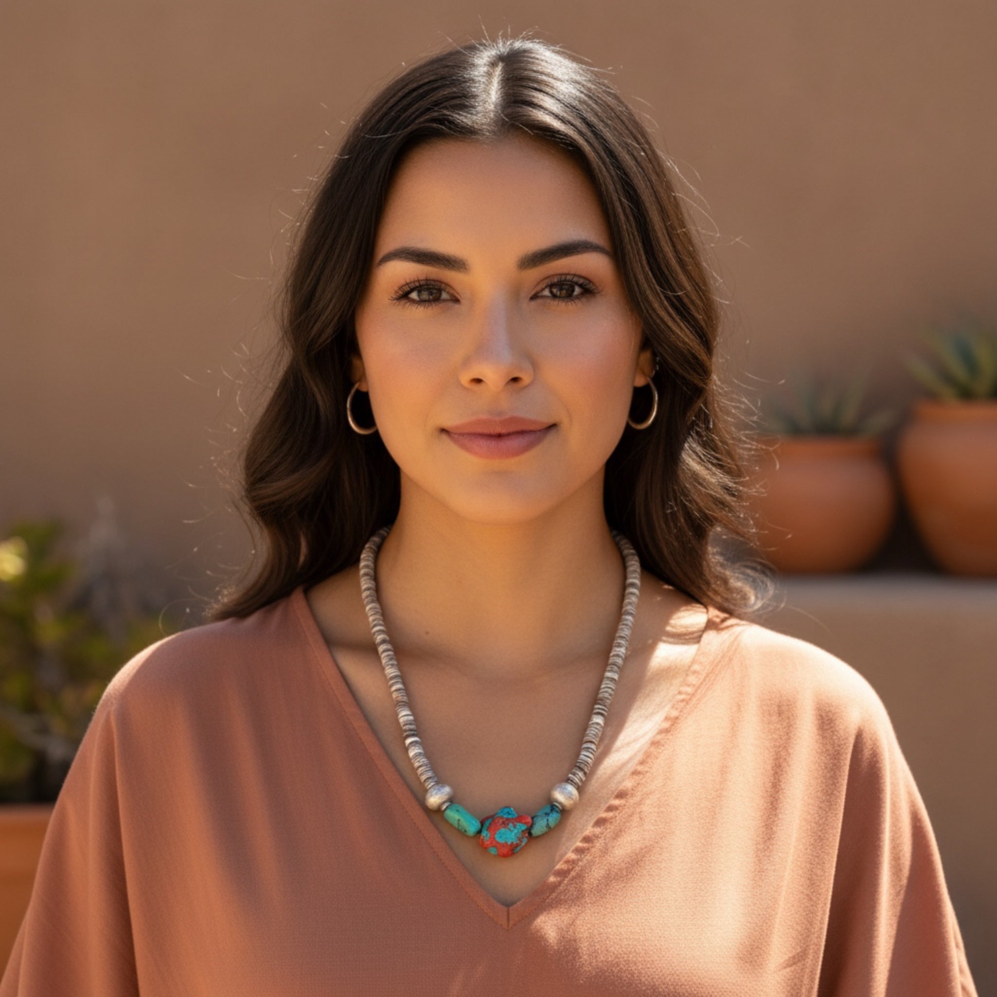 Antique TIBETAN TURQUOISE and CORAL Necklace 19"