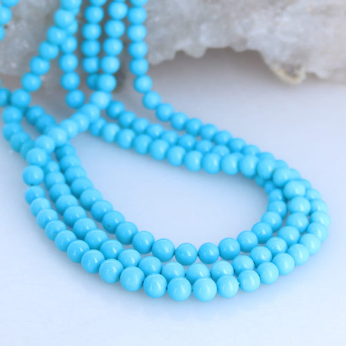 5 STAR SLEEPING Beauty Turquoise Beads Round Graduated 5.5-6.5mm 17"