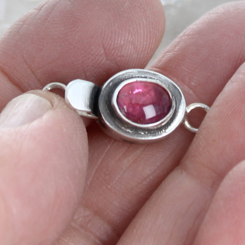 Beautiful Garnet Clasp Sterling Egg Shaped 7x6mm