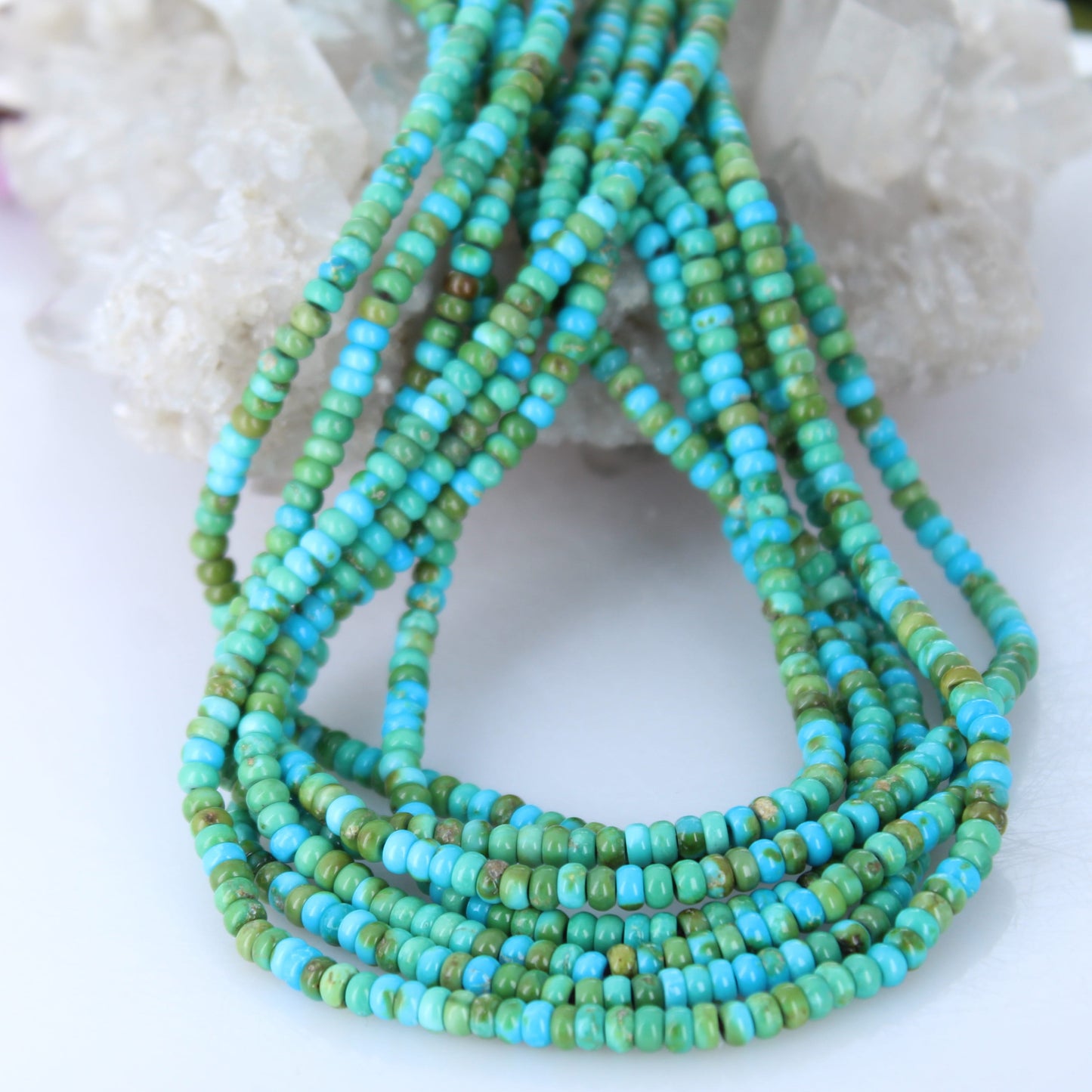 AAA BLUE Sonoran Mountain Turquoise Beads Blue Lime 4.2mm Rondelles