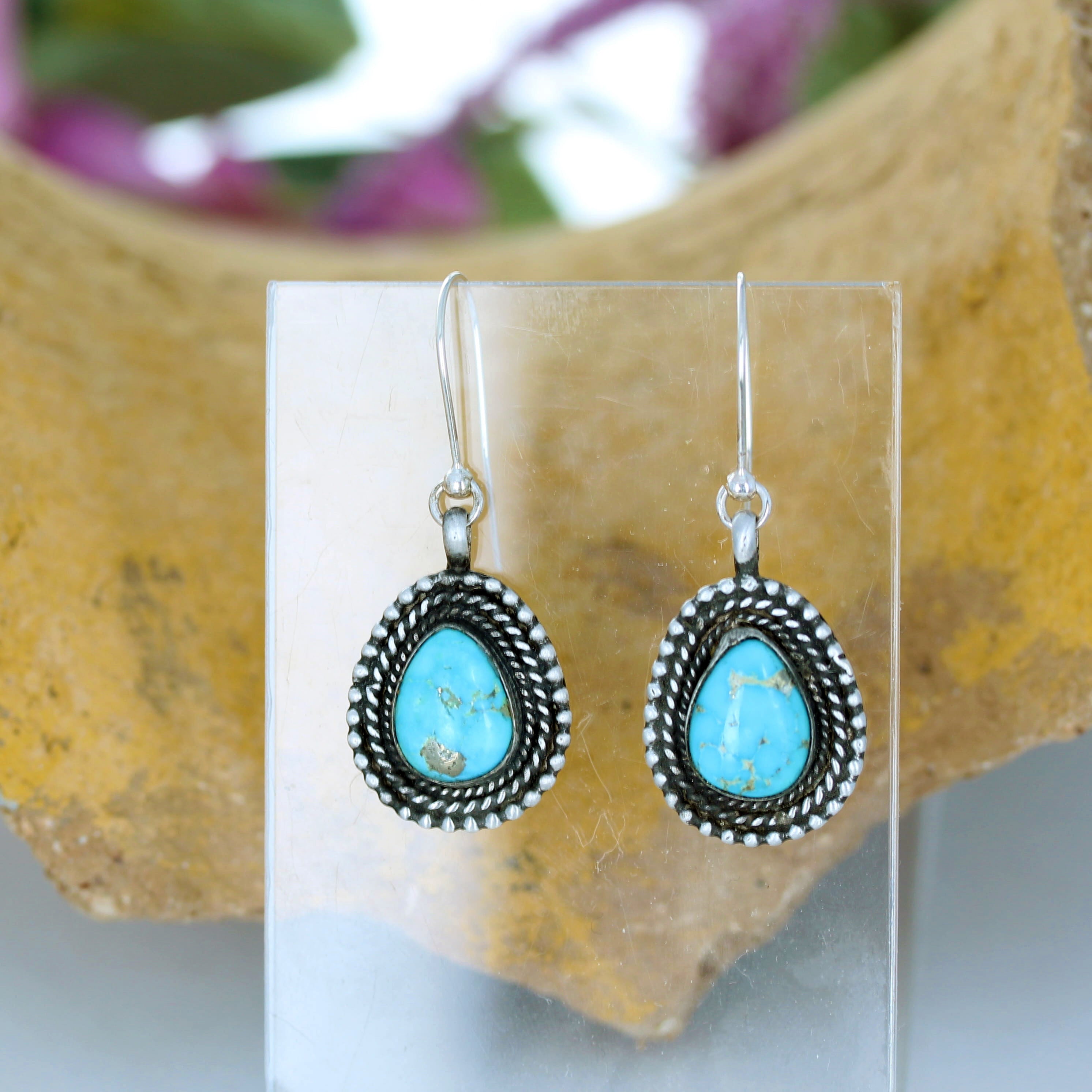 Blue Ridge Nevada Turquoise Earrings Sterling Dangles Southwest Boho